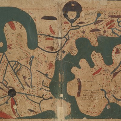 Map of the world from 'The Book of Curiosities' (MS Arab c. 90), copy from c. 1200, Egypt, Bodleian Library, University of Oxford