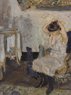Modèle assise dans un fauteuil, se coiffant (detail; c. 1903), Édouard Vuillard.