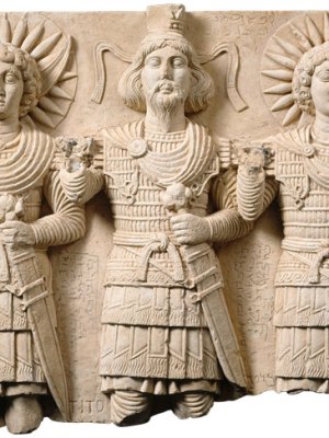 Relief with three Palmyrene gods (1st century), Bir Wereb, near Palmyra. Musée du Louvre, Paris.