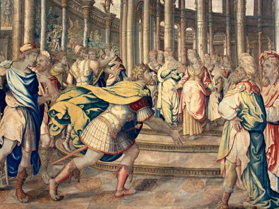 Dido and Aeneas (detail; c. 1640s), Mortlake Tapestry Works.