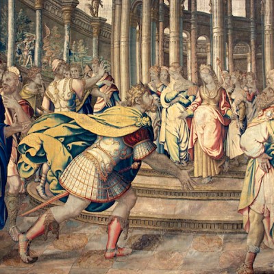Dido and Aeneas (detail; c. 1640s), Mortlake Tapestry Works.