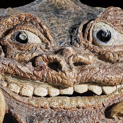 Sculpture of a large anthropomorphic crab by the Martin Brothers, 1880, salt-glazed stoneware.