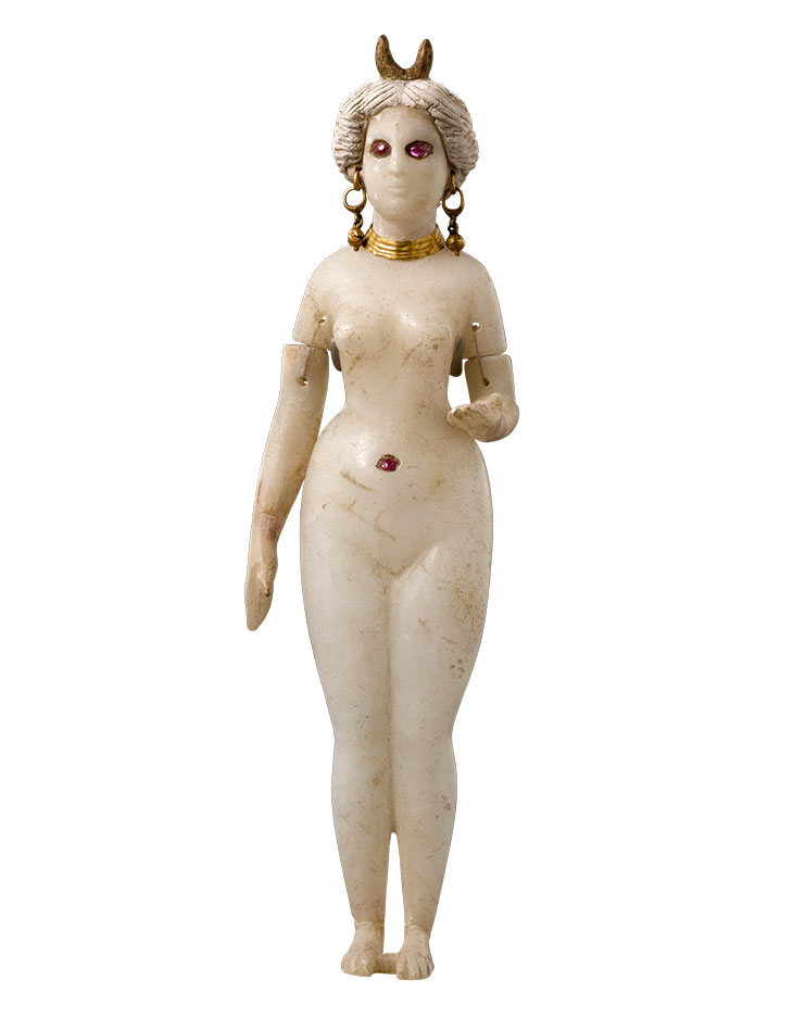 Porcelain goddess, standing on a mound with Zephir's hea…