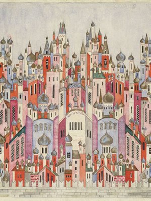 Set design for the backcloth in the final scene of The Firebird (1954), Natalia Goncharova. Victoria and Albert Museum, London.