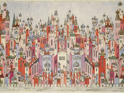 Set design for the backcloth in the final scene of The Firebird (1954), Natalia Goncharova. Victoria and Albert Museum, London.