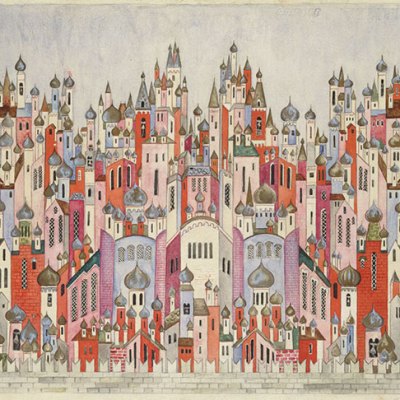 Set design for the backcloth in the final scene of The Firebird (1954), Natalia Goncharova. Victoria and Albert Museum, London.