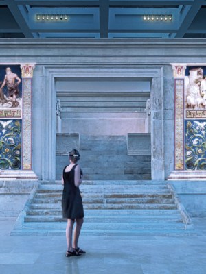 A visualisation of what visitors to the Ara Pacis Museum see via their AR headsets. Image: © Zètema Progetto Cultura