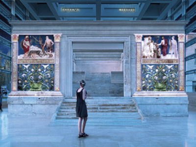 A visualisation of what visitors to the Ara Pacis Museum see via their AR headsets. Image: © Zètema Progetto Cultura