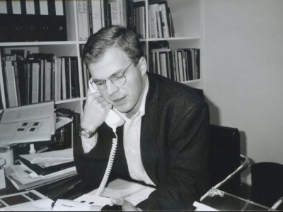 Karsten Schubert photographed by Helen Taylor, October 1990