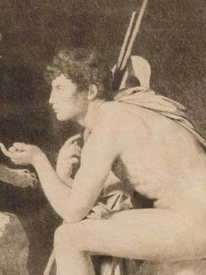 Sigmund Freud’s reproduction print of Jean-Auguste-Dominique Ingres’ Oedipus and the Sphinx by Ingres (1808).
