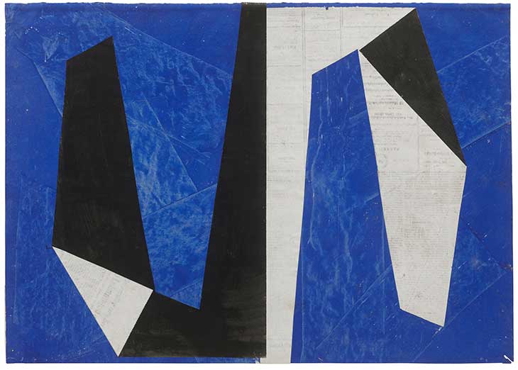 Schwarz und Weiss auf Blau (1957), Hermann Glöckner.