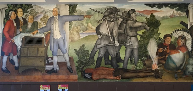 Detail from Victor Arnautoff’s The Life of Washington mural at George Washington High School in San Francisco.