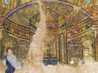Panel showing the soldier martyrs Basiliskos and Priskos in the Rotunda (Church of St George), Thessaloniki, built between 305-11; mosaics from the 5th or 6th century.