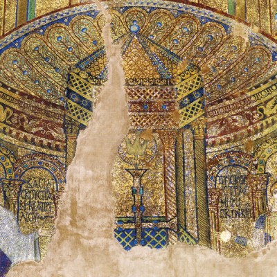 Panel showing the soldier martyrs Basiliskos and Priskos in the Rotunda (Church of St George), Thessaloniki, built between 305-11; mosaics from the 5th or 6th century.