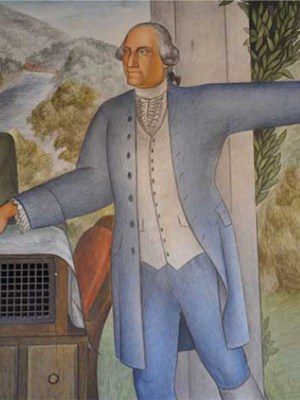 Detail from Victor Arnautoff’s The Life of Washington mural at George Washington High School in San Francisco.