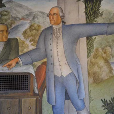 Detail from Victor Arnautoff’s The Life of Washington mural at George Washington High School in San Francisco.