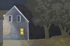 Night House with Lit Window (2012), Lois Dodd.
