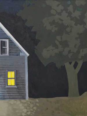 Night House with Lit Window (2012), Lois Dodd.
