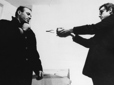 Photograph of Takis and Guy Brett 1966.