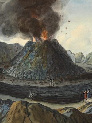 Interior view of the crater of Mount Vesuvius, as it was before the eruption of 1767; detail of a plate in William Hamilton, Campi Phlegraei (1776).
