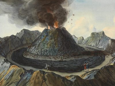 Interior view of the crater of Mount Vesuvius, as it was before the eruption of 1767; detail of a plate in William Hamilton, Campi Phlegraei (1776).