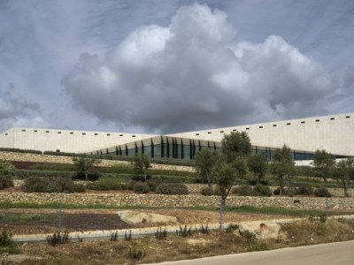 Main view of the Palestinian Museum in Birzeit, including its agricultural terraces.