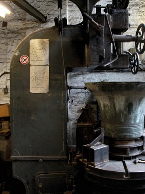Interior of the Whitechapel Bell Foundry, London, photographed in 2014.