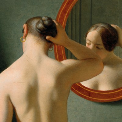 Woman Standing in Front of a Mirror (detail; 1841), C. W. Eckersberg.