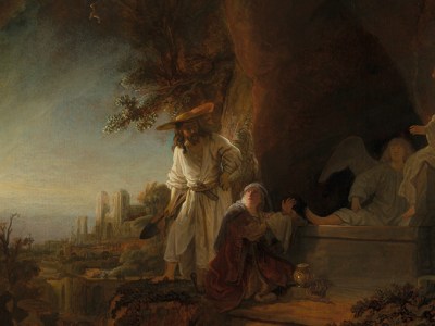 Christ and St Mary Magdalen at the Tomb (detail; 1636), Rembrandt van Rijn.