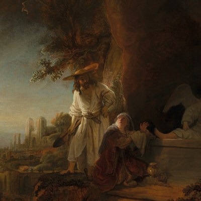 Christ and St Mary Magdalen at the Tomb (detail; 1636), Rembrandt van Rijn.