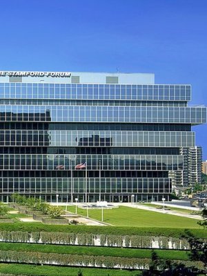 One Stamford Forum, Connecticut, containing the headquarters of Purdue Pharma.