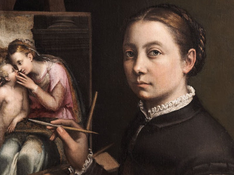 Self-portrait at the Easel (detail; c. 1556), Sofonisba Anguissola.