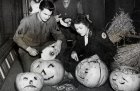 American Red Cross workers hollowing out pumpkins in preparation for a Halloween Dance at Cheltenham Town Hall in 1944.