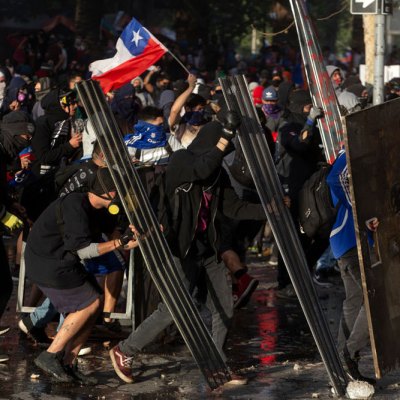 Protestors in Santiago on 29 October 2019.