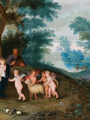 Landscape with Holy Family (detail; c. 1630), Jan Bruegel II and Pieter van Avont. Caretto & Occhinegro