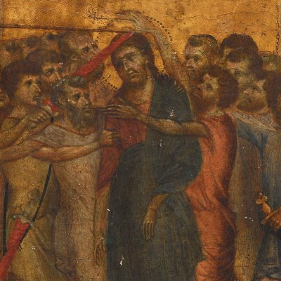 The Mocking of Christ (detail; c. 1280), Cimabue.