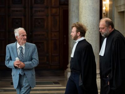 Pierre Le Guennec (left) leaving the courthouse in Lyon with his lawyers on September 24, 2019. Photo: Romain Lafabrègue/AFP via Getty Images