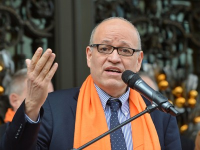 Tom Finkelpearl, NYC Department of Cultural Affairs Commissioner attends Cooper Hewitt, Smithsonian Design Museum's ribbon cutting opening ceremony at Cooper Hewitt, Smithsonian Design Museum on December 12, 2014 in New York City.