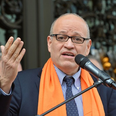 Tom Finkelpearl, NYC Department of Cultural Affairs Commissioner attends Cooper Hewitt, Smithsonian Design Museum's ribbon cutting opening ceremony at Cooper Hewitt, Smithsonian Design Museum on December 12, 2014 in New York City.