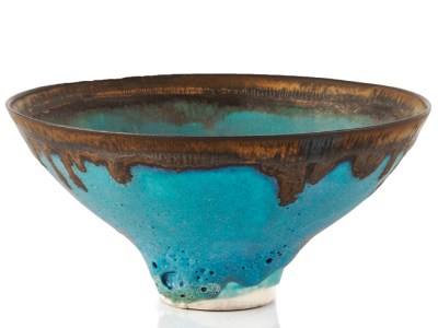 Bowl with dripped manganese rim, Lucie Rie. Mallams (estimate £2,000–£4,000)