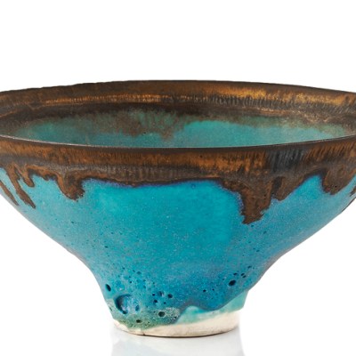 Bowl with dripped manganese rim, Lucie Rie. Mallams (estimate £2,000–£4,000)