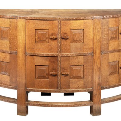 Demi-lune sideboard (c. 1902–05), Ernest Gimson. Marchmont House, Duns.