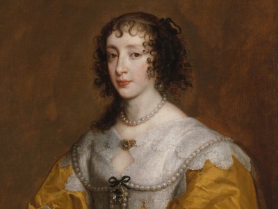 Queen Henrietta Maria (detail; 1636), Anthony van Dyck.