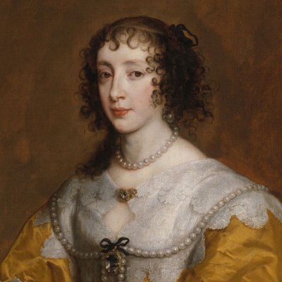 Queen Henrietta Maria (detail; 1636), Anthony van Dyck.