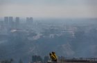 The ‘Getty fire’ in Brentwood, California on 28 October 2019 (with the Getty Center visible in the background).