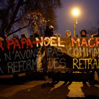 Protestors in Paris on 5 December 2019.