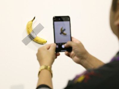 Maurizio Cattelan's Comedian at Art Basel Miami Beach.