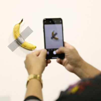 Maurizio Cattelan's Comedian at Art Basel Miami Beach.