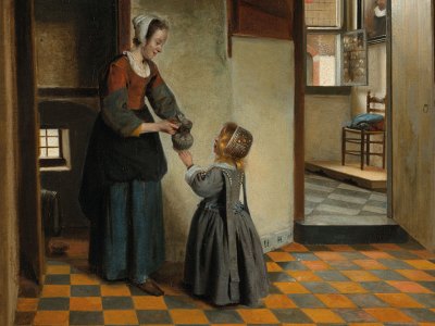Woman with a Child in a Pantry (detail; c. 1656–60), Pieter de Hooch. Rijksmuseum, Amsterdam