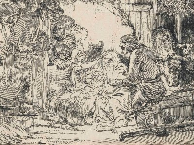 The Adoration of the Shepherds (detail; c. 1654), Rembrandt.